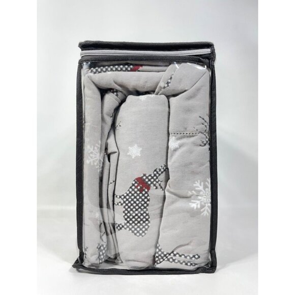 Tribeca Living WINTER BUCKS Flannel Sheet Set Queen Gray - Picture 6 of 8